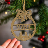 Personalised Christmas Bauble By KreateSquare 950 GSM Double Sided Glitter Xmas Tree Decoration Custom Name Baubles - Snow Man Design